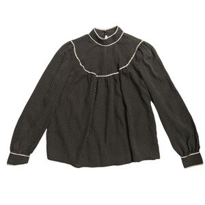 Who What Wear Black and White Dotted Blouse